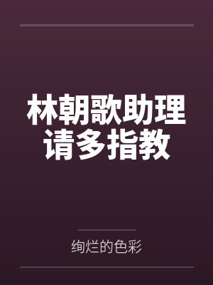 林朝歌助理请多指教