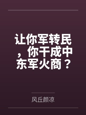 让你军转民,你干成中东军火商? 让你军转民,你干成中东军火商?