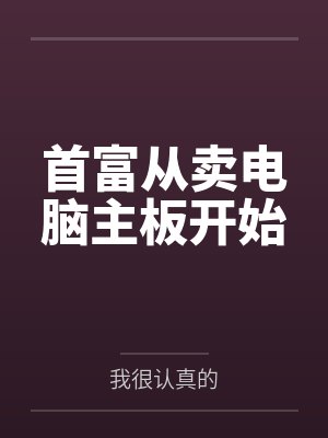 首富从卖电脑主板开始by我很认真的 首富从卖电脑主板开始by我很认真的
